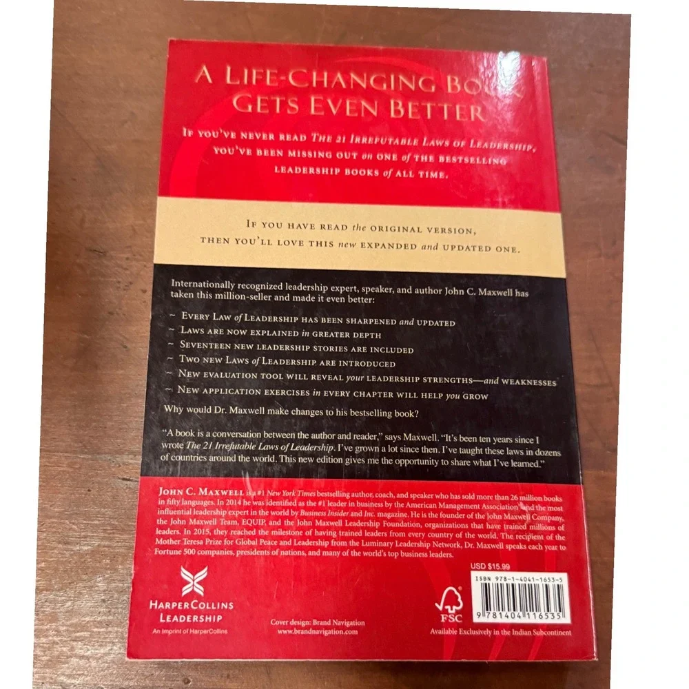 The 21 Irrefutable Laws of Leadership John C Maxwell 10th Anniversary Paperback